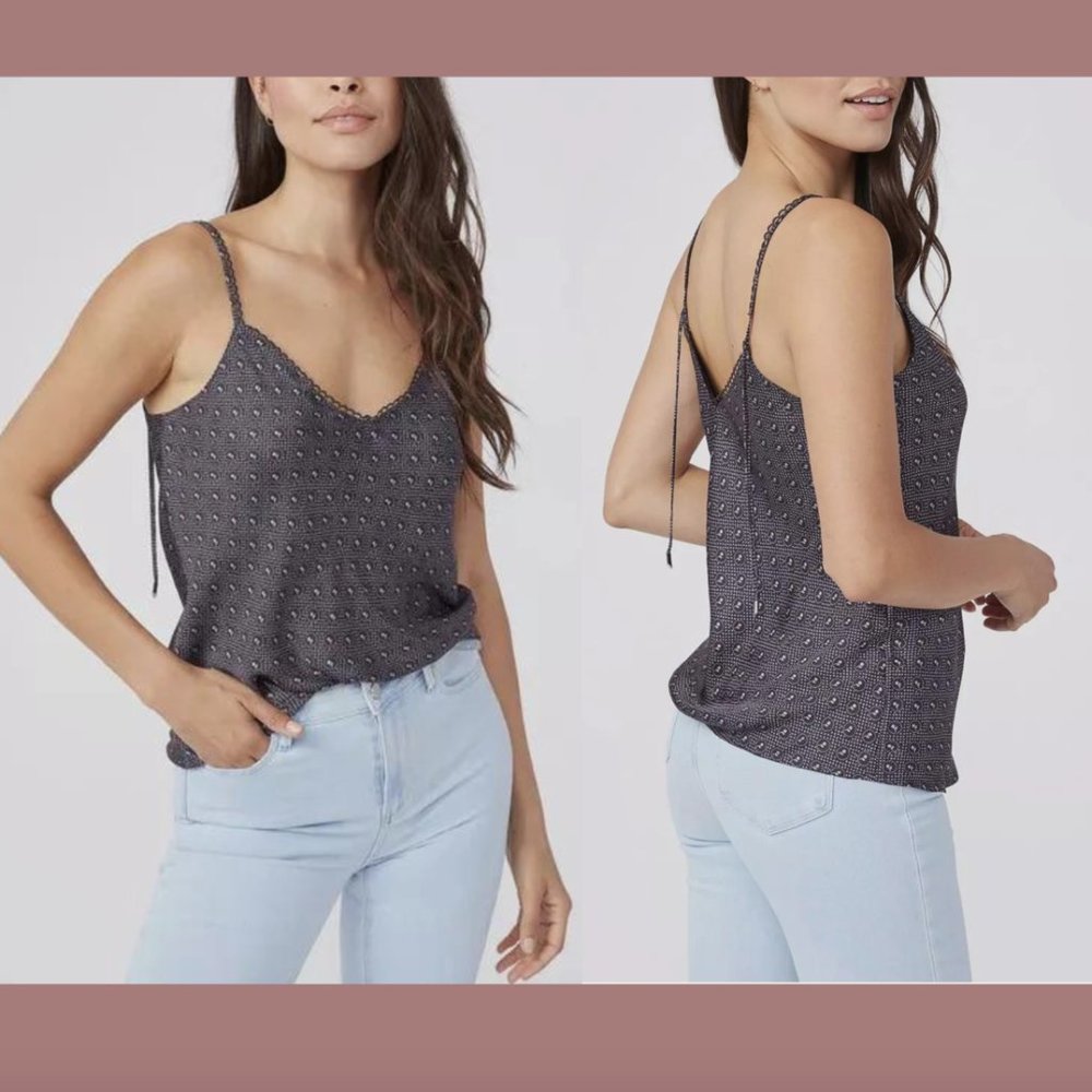 NWT‎ $159 PAIGE [ XL ] Tulip Dot Print Susa Camisole Top in Black Multi #5877